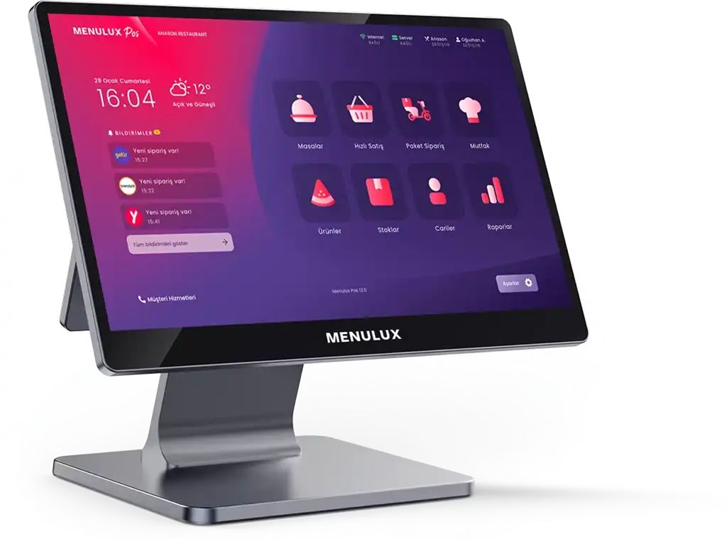 Menulux POS Sistemleri - Restoran Adisyon Programı - Dashboard Ekranı